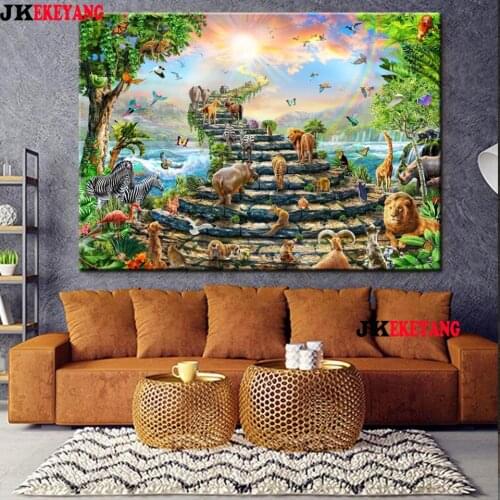 Full Square Round Diamond Embroidery DIY Diamond Painting Stairway to heaven and animals Cross Stitch kit mosaic Y4419