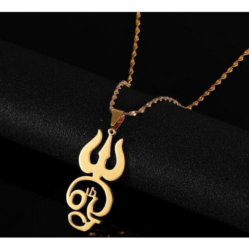 Stainless Steel India Tamil Om Sign Pendant Necklace TAMIL OM Symbol Chain Jewelry