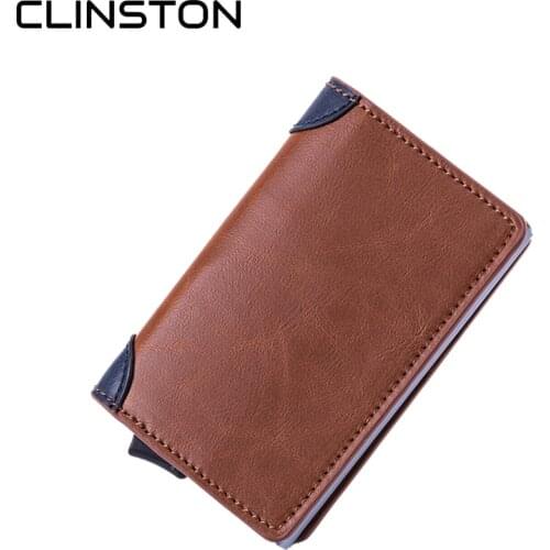 2021 NEW Mini Wallet RFID Blocking Anti-theft Alloy Card Holder Fashion Thin Purse Carbon Fiber Magnet Buckle Aluminum