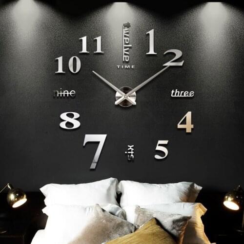 2021 New Home decoration big mirror wall clock modern design 3D DIY large decorative wall clocks watch wall unique gift