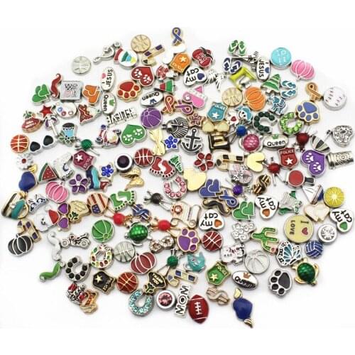 Mix New Arrival 20pcs/Lot Alloy Floating Charms Fit Living Glass Lockets Accessory Bracelet DIY Jewelry