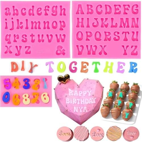 New DIY Large Number Letter Three-Piece Set Fondant Mold Silicone Mold Cake Decoration Fondant Mold