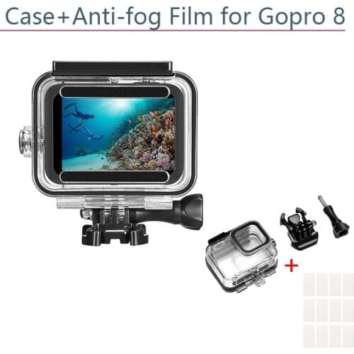Underwater Waterproof Shell for GoPro Hero 8 Protective Cover Housing Case Anti-fog Film with Screw Sports Camera Accessories