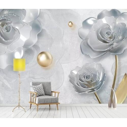 Custom 3D mural wallpaper light luxury beautiful 3d stereo pink blue rose decoration background wall decoration wallpaper