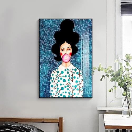 Nordic Abstract Flowers Girl Hair Wall Art Canvas Paintings on The Wall Art Pictures Posters and Prints for Girls Room Cuadros