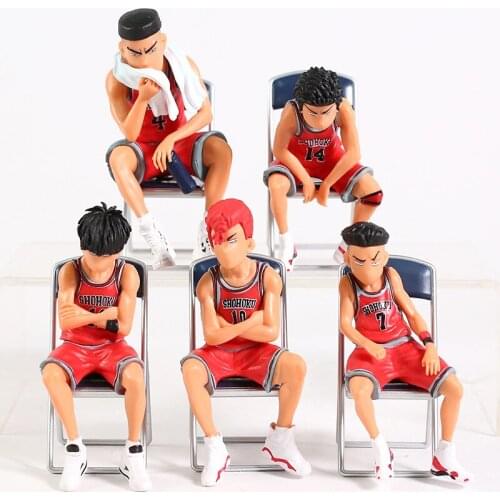 Slam Dunk Hanamichi Sakuragi Rukawa Kaede Akagi Takenori Miyagi Ryota Mitsui Hisashi Sitting Ver PVC Figures Toys 5pcs/set