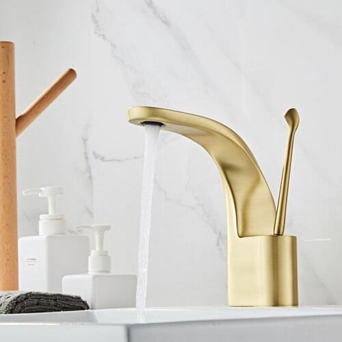 Bathroom Basin Faucet Brushe Gold/Black Oil Brass Single Handle Single Hole Mixer Tap Deck Mounted Hot and Cold Taps Sink Faucet