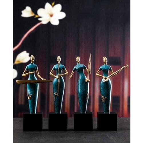 Chinese Style Music Art Character Model Statue Creative Living Room Decoration Wine Cabinet Ornaments Figurine Resin Craft