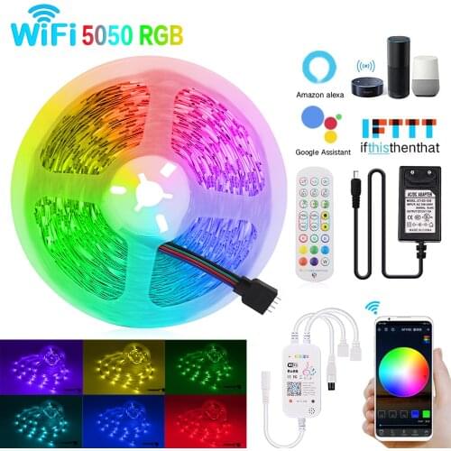 RGB LED Strip Lights 5050 Flexible LED Tape Ribbon WiFi Music Control 12V RGB Strip DIY BackLight Night Lamp Diode String 5-30m