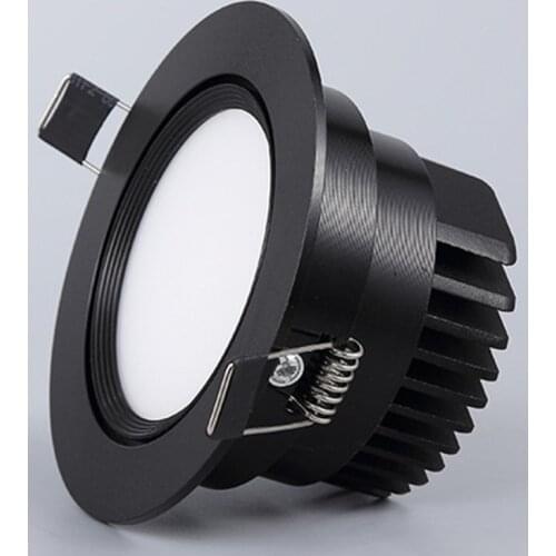 Bombillas Led regulables COB antiniebla, foco de techo negro, 3w, 5w, 7w, 12w, 85-265V, luces empotrables de techo, iluminación