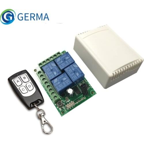 GERMA Universal Wireless Remote Control Switch DC 12V 4CH relay Receiver Module With 4 channel RF Remote 433 Mhz Transmitter