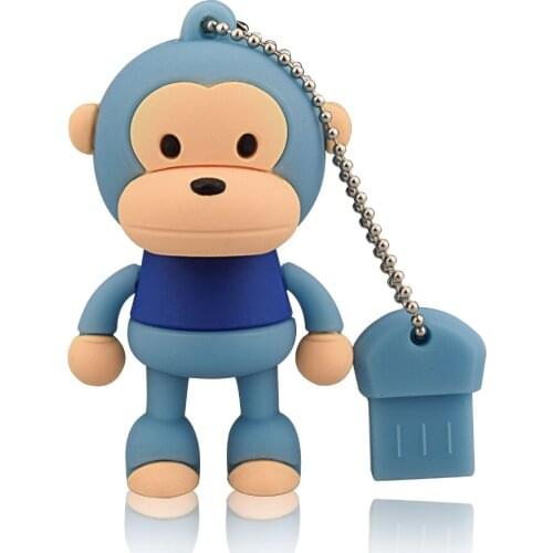 J-boxing Blue 64GB USB Flash Drive Funny Monkey Design Pendrive Memory Stick Women 16GB 32GB Thumb Drive for Computer Mac Tablet