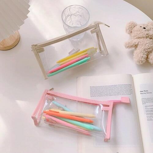 Winzige Ins Transparent Pencil Bag Set Candy Color Make-up Bag With Large Storage
