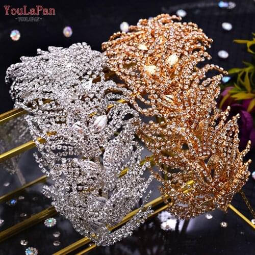 YouLaPan HP386 Shiny Rhinestones Headband Bridal Headpiece Wedding Hair Accessories for Bride Women Tiara Handmade Hair Jewelry