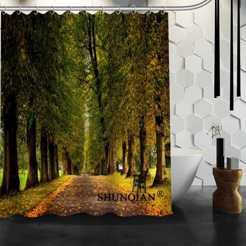 Popular Custom Beauty forest Shower Curtains Polyester Bathroom Waterproof Bath Curtain Size 150X180cm165X200cm180X200cm