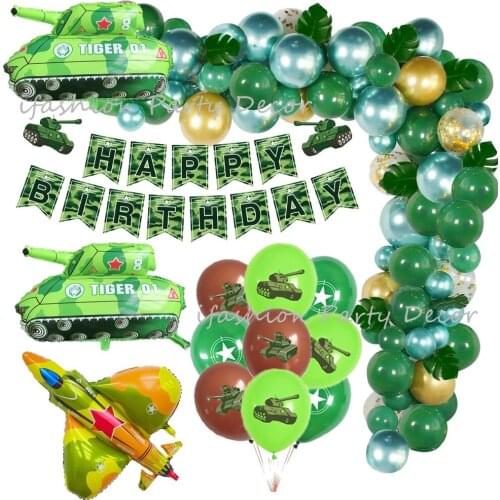 Camouflage Birthday Party Green Camo Balloon Garland Decorations Army Soldier Military Party Supplies Banner for Kids Boys Adult