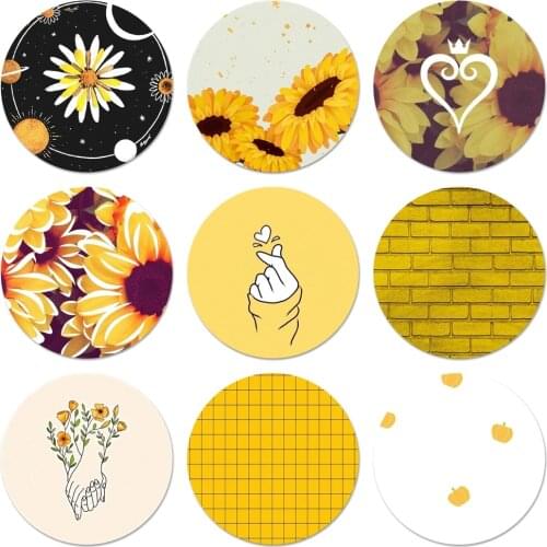 Yellow Gird Icons Pins Badge Decoration Brooches Metal Badges For Backpack Decoration 58mm