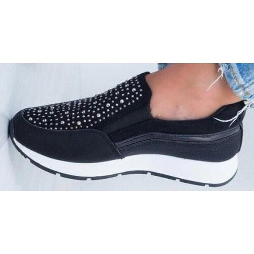 Womens shoes Pu upper large size 38 39 40 womens water drill casual shoes round head rubber sole side zipper sleeve shoeky