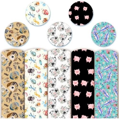 Faux Leather Cartoon Animal Dogs Printed Vinyl Sheets Synthetic Leather Fabric for Bow Making Supplies Earrings Diy 22*30cm 1pc