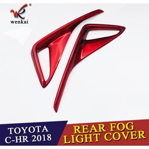 2Pcs Red Colour Car Rear Fog Light Trim Tail Lamp Frame Cover Fit For Toyota CHR 2017 2018