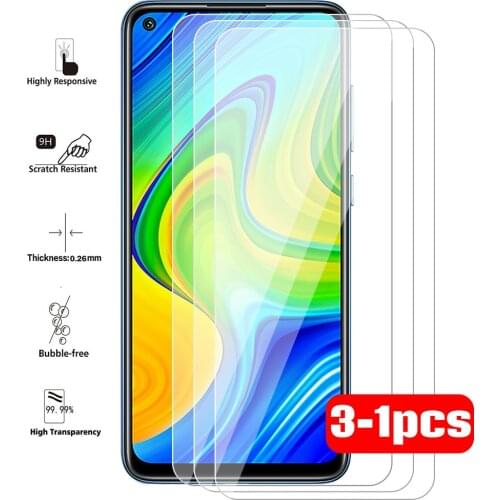 3-1Pcs Tempered glass for xiaomi redmi Note 9 screen protector glasses redmy Note9 Not nota 9 Notes 9 protective glas phone film