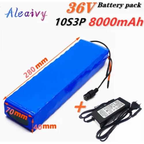36V Lithium Battery 36V 8Ah Electric Bike Battery Pack 10S 3P 36V 7800mAh 18650 Battery For 500W E-Bicycle Bike Belt 15A Bms NEW