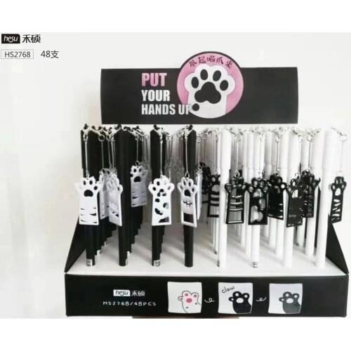 48pcs Creative Stationery Student Pen Pendant cat claw Gel Pen Full Needle Black Ink Pen School Supplies Office Supplies 0.5mm