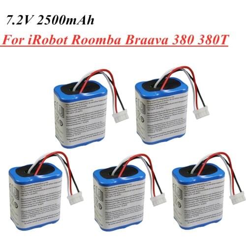 7.2v 2.5Ah 2500mAh Ni-MH Rechargeable Battery for iRobot Roomba Braava 380 380T Mint 5200c NiMH 2500mAh Battery 1pcs to 10pcs