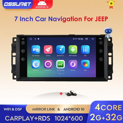 8Core 4G+64G Android10 Car DVD for Jeep Cherokee 2009 2008 2010 Wrangler car stereo for Dodge radio for Chrysler