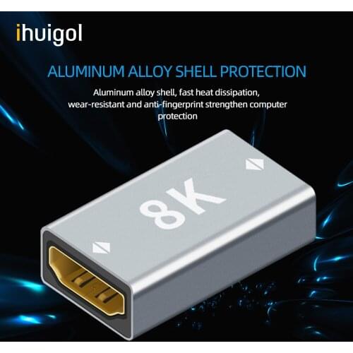 Ihuigol HDMI-compatible Adapter HD Female to Female Connector Extension Converter Adapter Coupler 3D 8K Extender for PS4 Switch