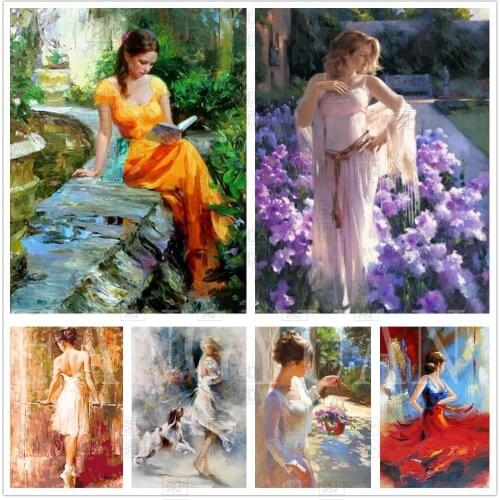 5D Diy Diamond Painting Full Square Flower Girl Kit Embroidery Mosaic Art Picture Cross Stitch Garden Oil Painting Home Decor