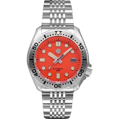 San Martin Men Dive Watch Mens Automatic Watches Luxury Wristwatch Sapphire 200M Waterproof C3 Luminous Stainless Steel Bezel