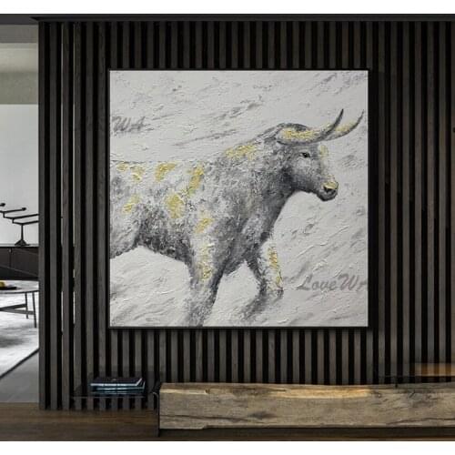 A Black And White Abstract Painting Of A Cow Modern Wall Painting Home Decoration For Bedroom Picture On Canvas Unframed Artwork