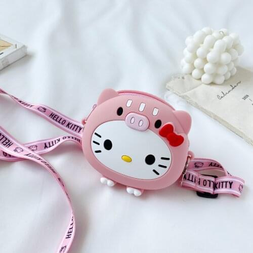 Sanrio Hello Kitty Children 2021 New Summer Silicone Messenger Bag Cartoon Cute One Shoulder Messenger Bag Printed Shoulder Stra