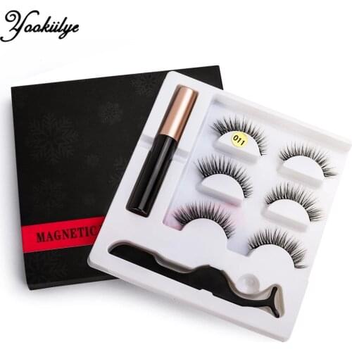 Hot Magnetic Eyelashes Liquid Eyeliner & Magnetic False Eyelashes & Tweezer Set Waterproof Long Lasting Eyeliner False Eyelashes