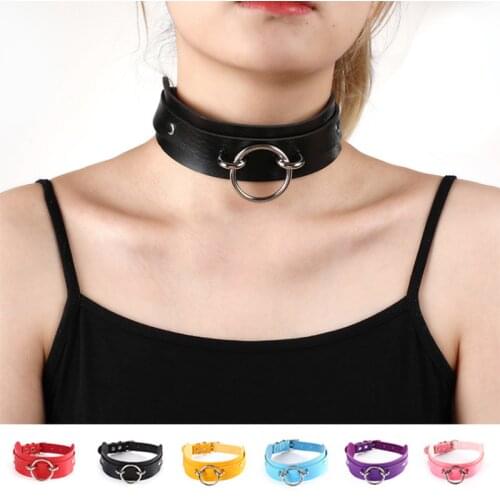 Gothic Pu Leather Choker Necklace Collar Neck Punk Pendant Necklaces Goth Choker Women Girls Rock Sexy Jewelry Gift E27