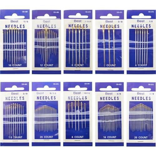 Chainho,Carbon Steel Hand Sewing Needles,Gold Tail,Big Hole,Extra Fine,Multi-Specification Combination Set,ND001