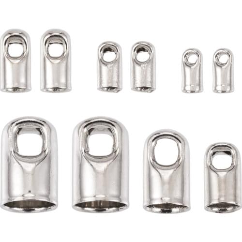 1 Box Mixed Sizes Brass Tassel Leather Cord End Caps Crimp Clasps Beads Terminators for Jewelry Making Nickel Free 180pcs/box