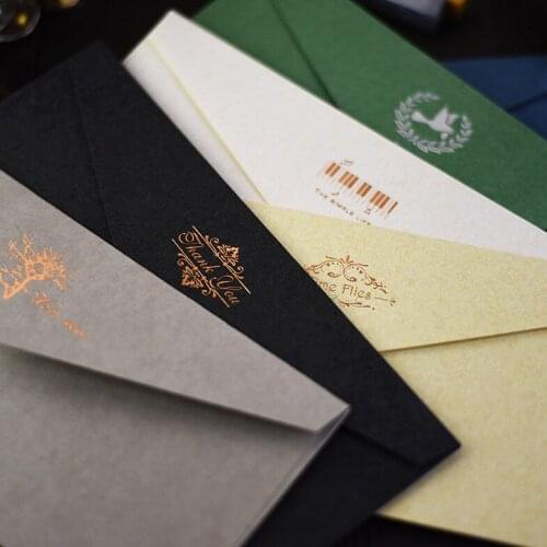 5pcs Vintage colored bronzing Western-style envelopes business invitation decoration blank 5 DL envelope 200 g thickened