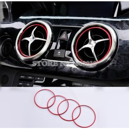 Red Air Vent Outlet Ring Cover Trim 4pcs For Mercedes Benz GLK X204 2013-2015 Car accesories interior Car decoration