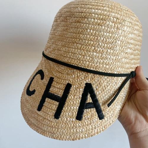 Summer Trend Womens Casual Straw Hat Visor Cap For Lady Girl Letter Embroidery Sun Hats For Travel Holiday Outdoor Visera Mujer