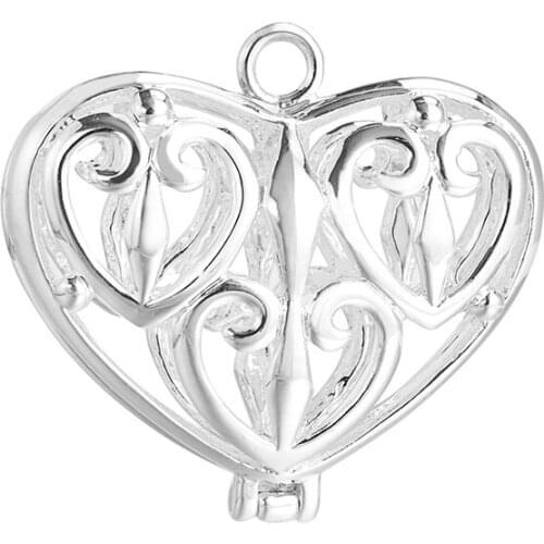 1Pc 34*31*12mm Silver Color Openable Essential Oil Diffuser Locket Pendant For DIY Necklace Making