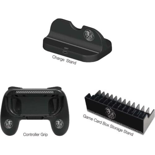 Hunter Kit For Nintend Switch NS NX Joy-Con Controller Handle Grip, Console Charge Stand Holder, Game Card Box Storage Stand