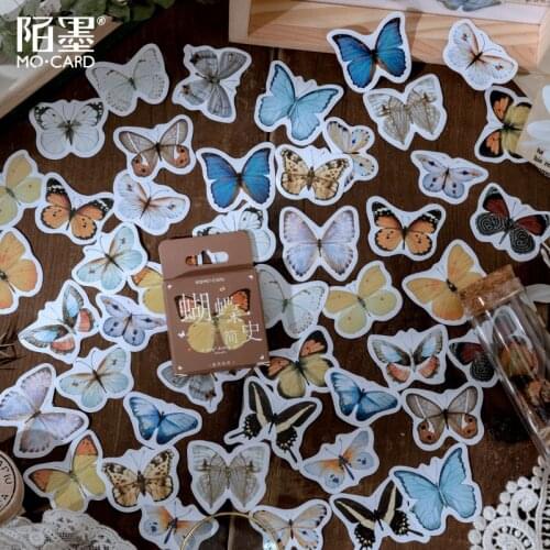 46 pcs/set The Butterfly History Stickers Scrapbooking DIy Journal Diary Stationery Stickers Kawaii Art Supplies Office Decor
