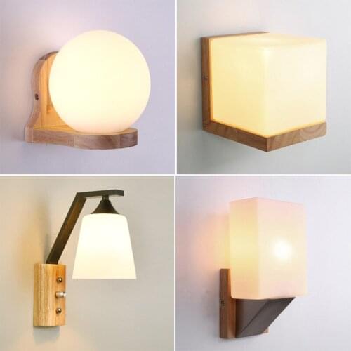 Wall Lamp with Switch Modern Minimalist Solid Wood Art Lamp Warm Living Room Study Reading Background Wall Aisle Bedside Lights