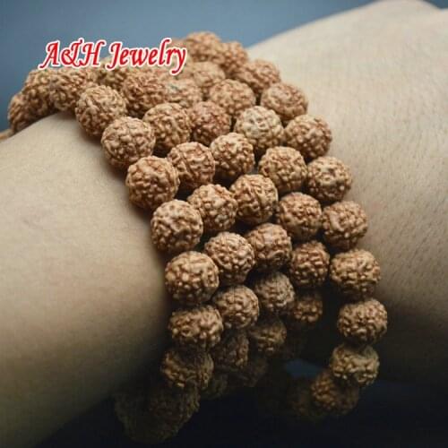 Grade AB 10mm Natural Red Rudraksha Round Beads 108 For Buddhism & Necklace Making Materials 5strand/lot