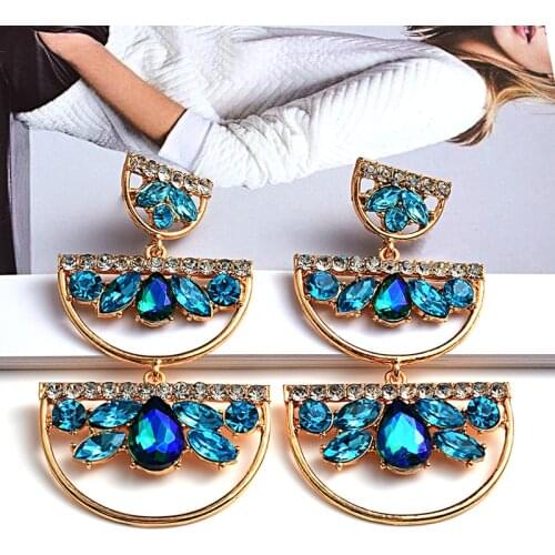 New Design Long Metal Colorful Crystal Drop Earrings High-Quality Fashion Rhinestones Jewelry Accessories For Women Wholesale