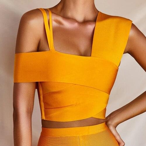 New Womens Fashion Summer Sexy Single Shoulder Bandage Top