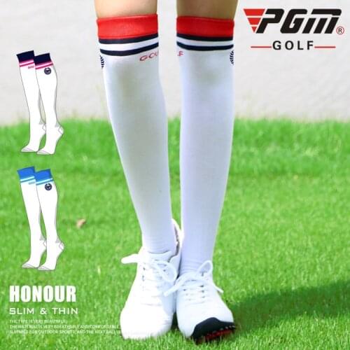Pgm Golf Elastic Knee-High Socks Women Breathable Tennis Legging Stocking Golf Running Sport Outdoor Leg Socks D0373