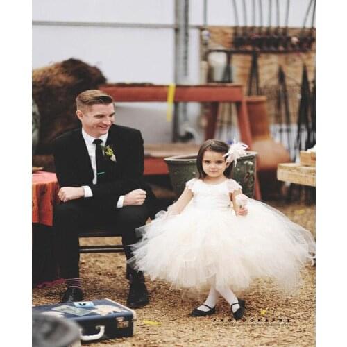 Flower Girl Tutu Dress, lace back flower girl dress, couture flower girl dress